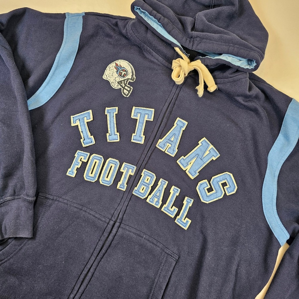 Vtg Y2k NFL Tennessee Titans Full Zip Hoodie Navy Blue XL Football